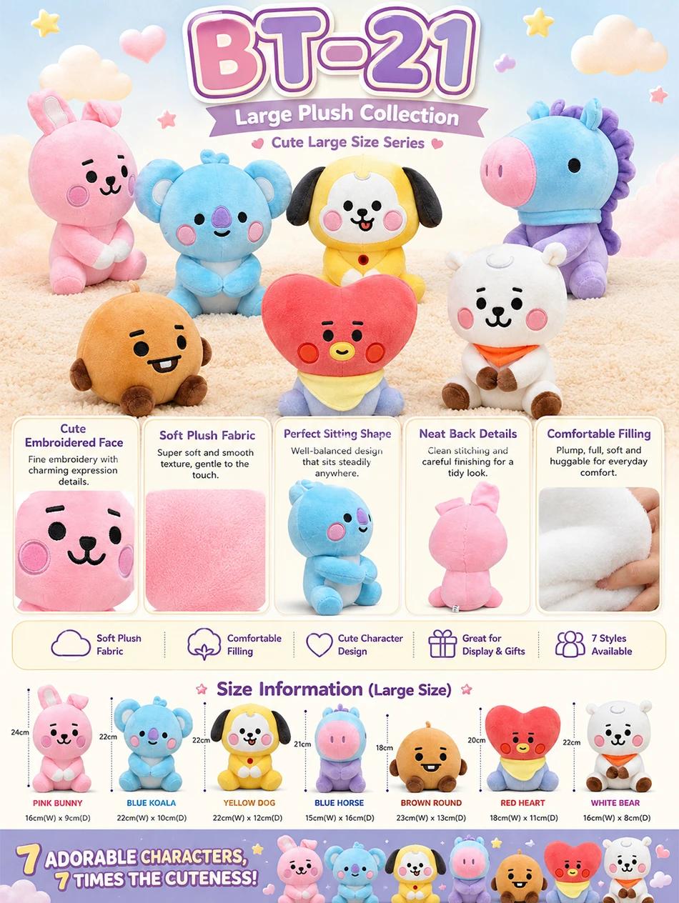 2026 Heißer B-T-21 Plüschtier-Rucksack-Anhänger: Tata, Koay, Shooky, Mang, Cooky Cartoon-Tierfigur für Schlüssel, Handy und Büro – Ideales Geschenk für Freunde – Detail 1