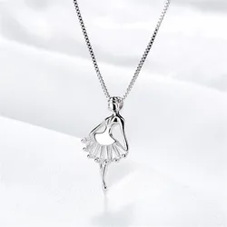 New Exquisite Fashion Popular 925 Sterling Silver Jewelry Temperament Ballerina Girl Crystal Pendant Necklaces XL094