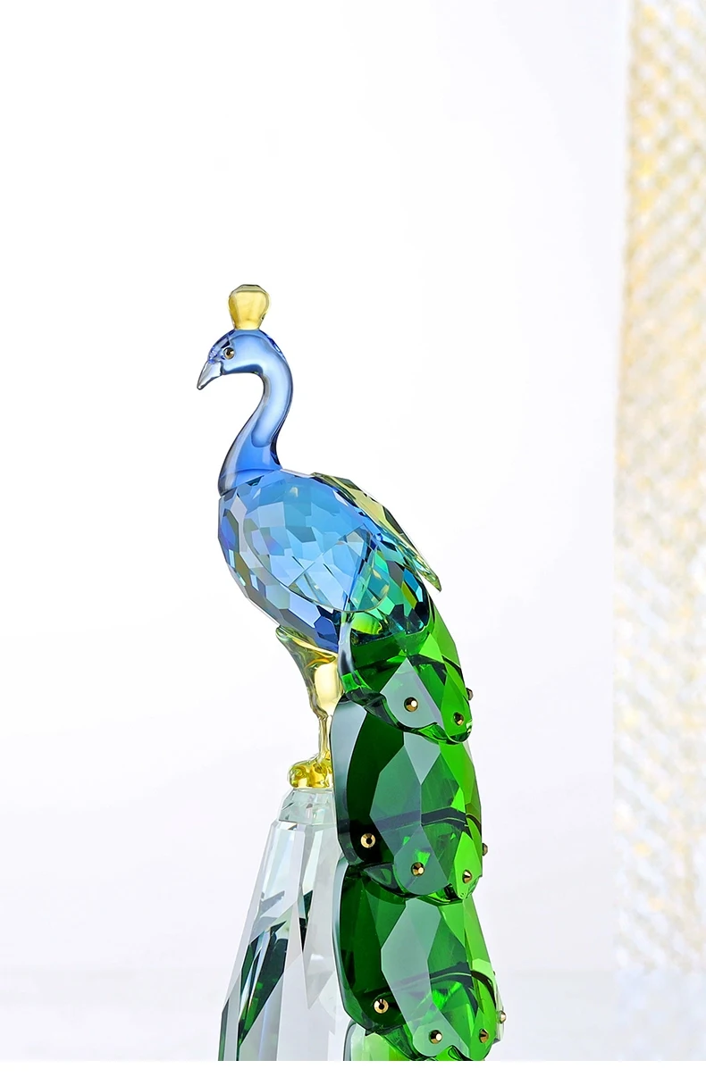 Pfauen-Skulptur-Ornament, Kristall-Bastelstatuen, luxuriöses Kunstwerk, Desktop-Dekoration für das Wohnzimmer, nordische Raumdekoration, kreative Geschenke – Detail 1