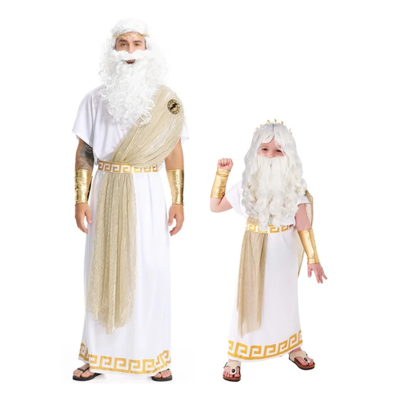 

Halloween King Cosplay Ancient Greek Gods Zeus Costume Adult Children Pharaoh Suit Carnival Roman Warriors Role Play Party Dress