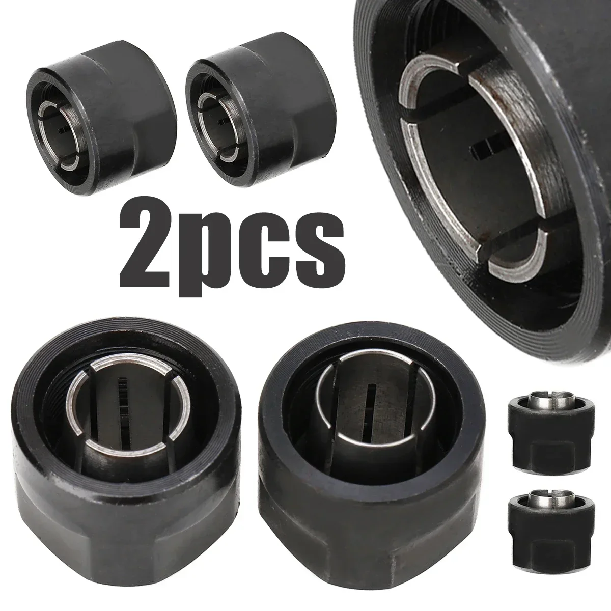 2 pieces of chuck 1/2 inner hole 12.7mm durable router chuck, M1R-FF-12 collet chuck sleeve nut 