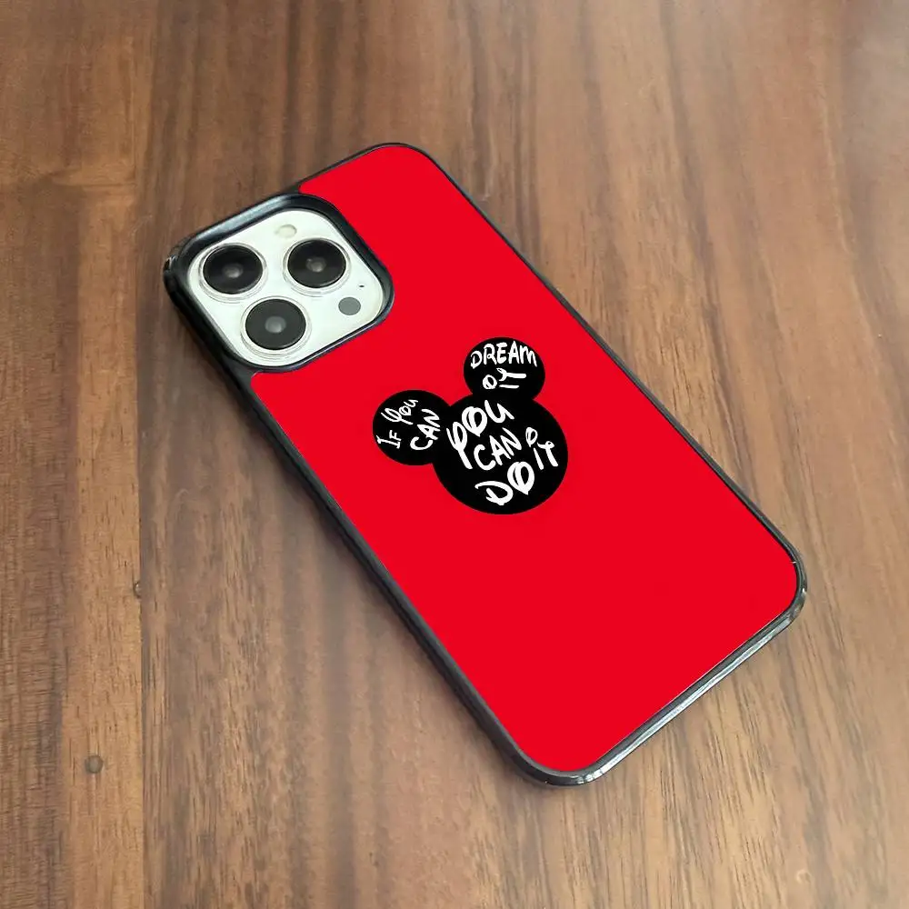 Чехол для телефона с милыми ушками в стиле аниме M-Mickey, подходит для Apple 16 PRO MAX 15 14 13 12 MINI 11 с нашивкой, черный твердый корпус