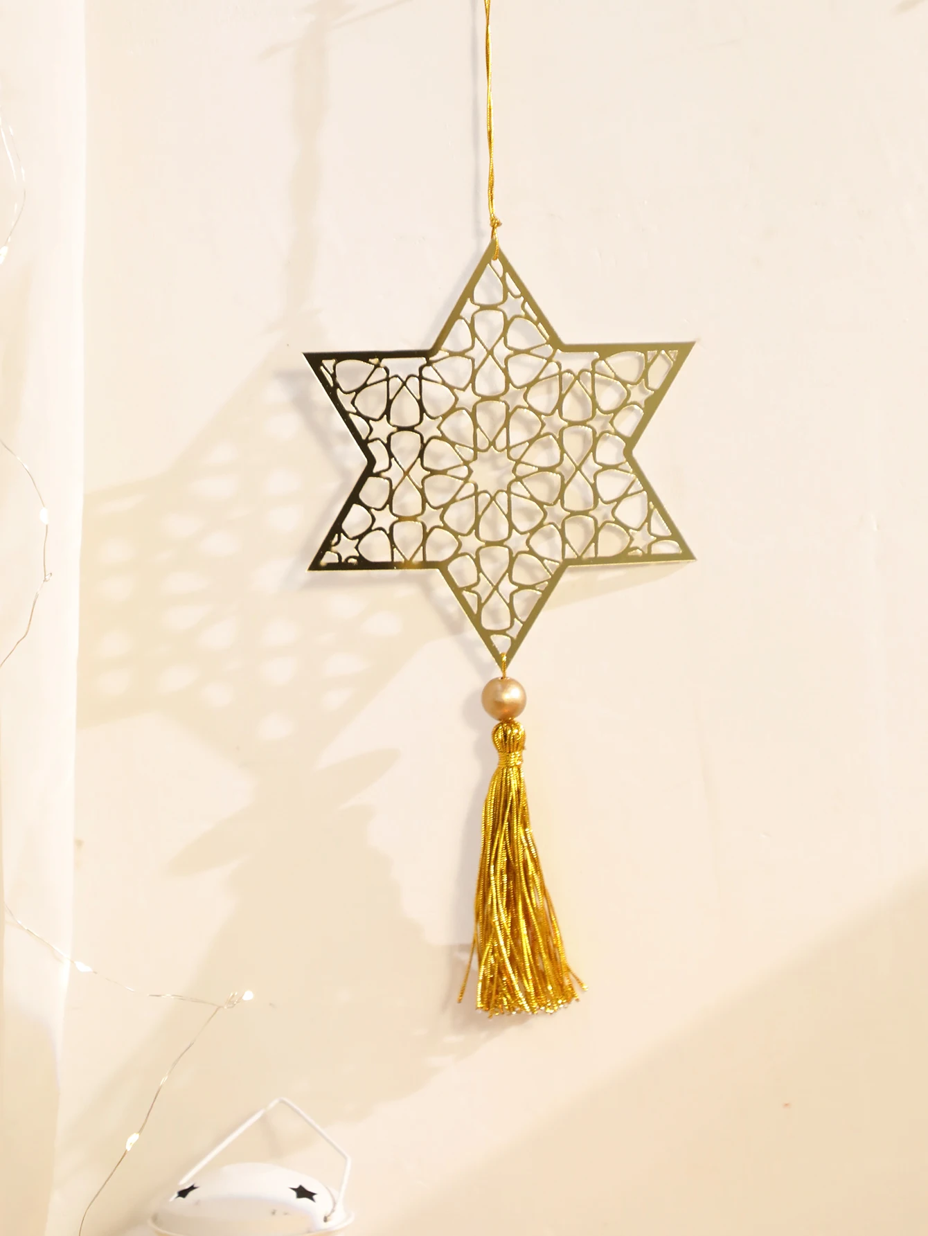 1/3Pcs Acrylic Ramadan Hanging Ornaments With Tassels ,Eid Mubarak muslim decor Ramadan Kareem，Gold Moon Ornaments Crafts Gift