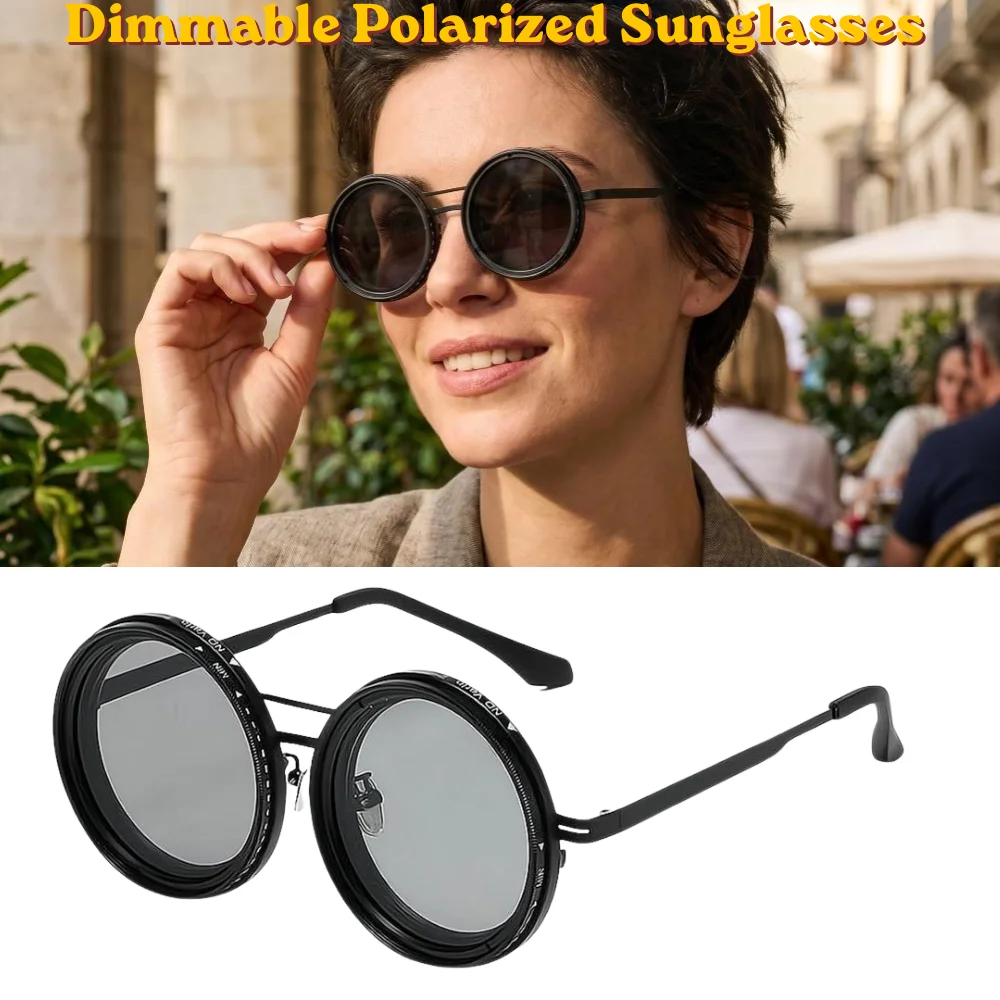 Dimmbare Schutzbrille mit neutraler Dichte, Anti-UV, blendfrei, rund, Vintage-Optik, für Herren, Outdoor, Angeln, Radfahren