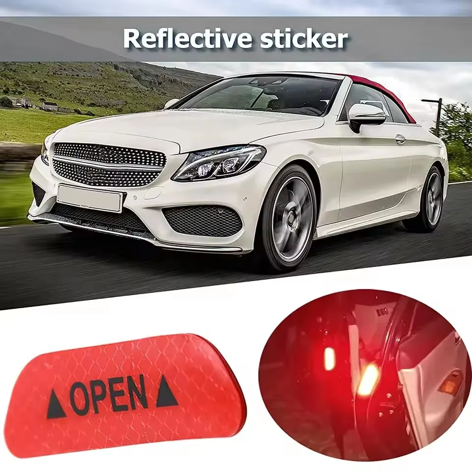4 件套 Reflective Car Door Sticker Safety Opening Warning Reflector Tape Decal Car Accessories Exterior Interior Reflector Sticker