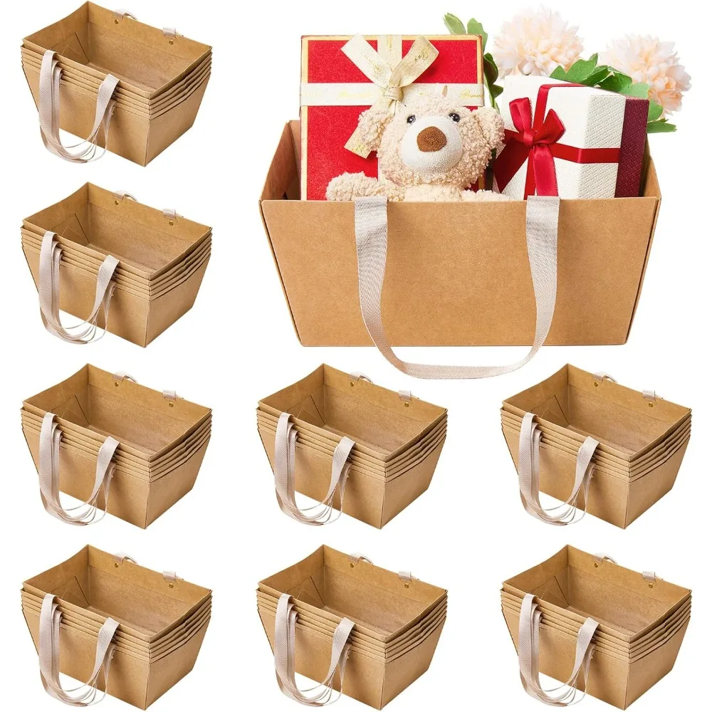 Cestas de regalo vacías DIY de 5-20 piezas, clásicas con asa, bandeja de mercado para exhibición en bodas, aniversarios, Halloween, Navidad, regalo de agradecimiento para la familia