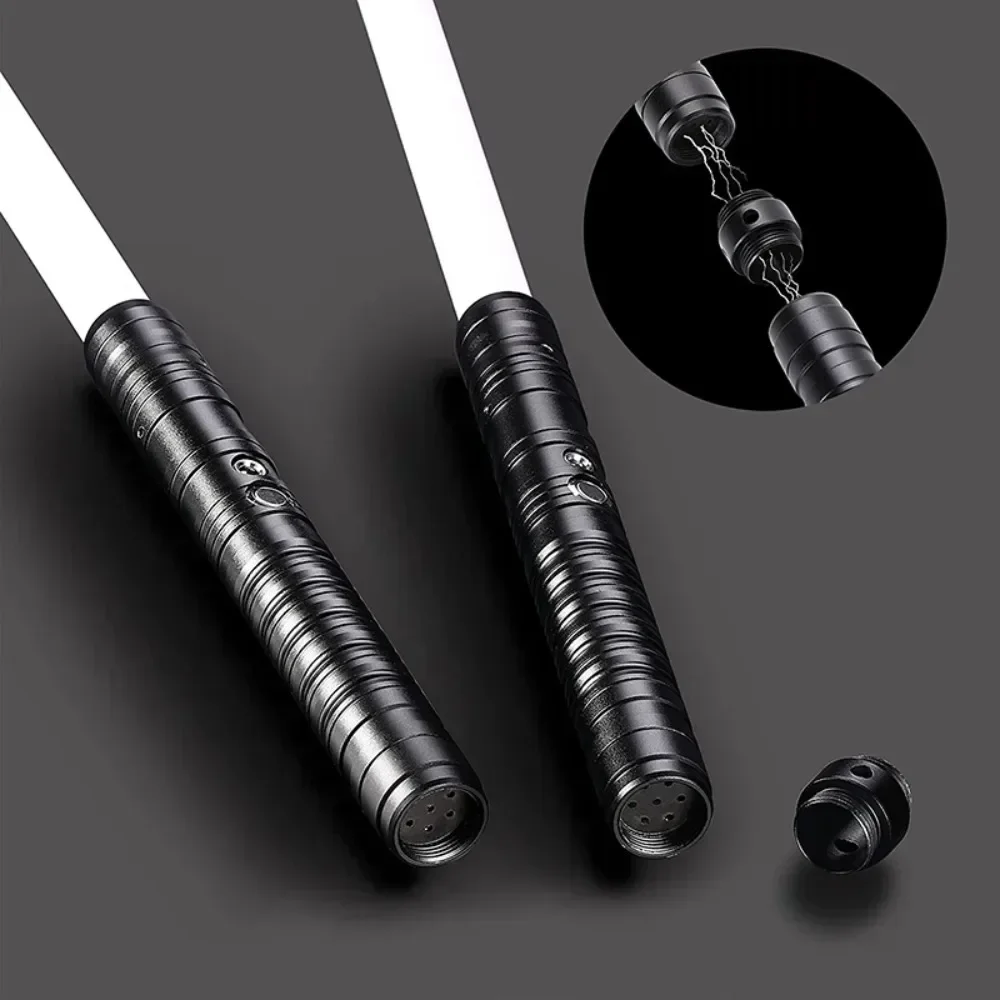 

Световой меч с металлической ручкой RGB, 7 цветов, светодиодный лазерный меч, два в одном, переключаемый двусторонний звук Saber, полный подарок для косплея