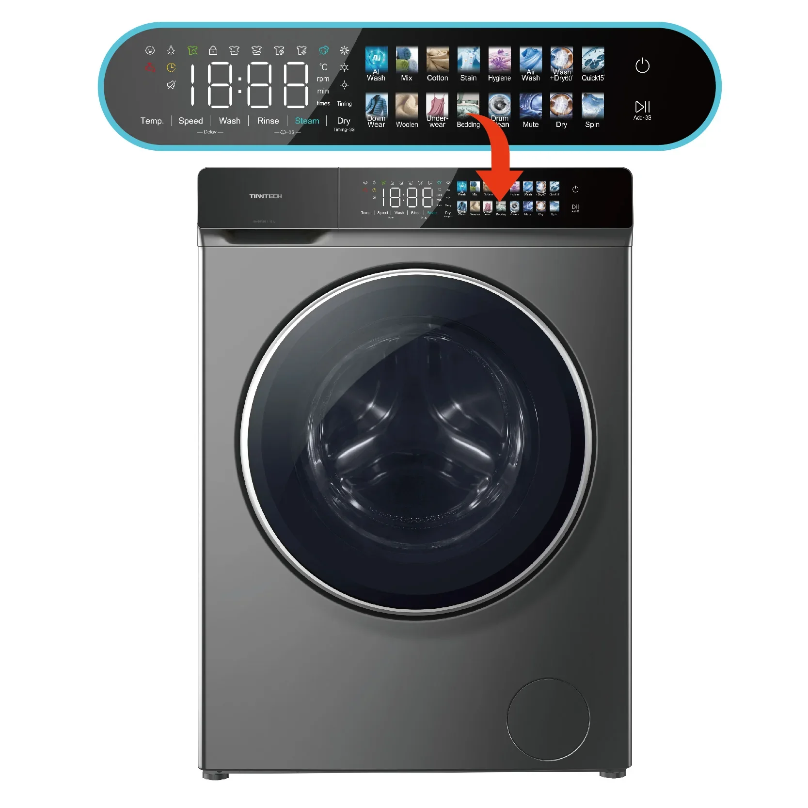 Touch Screen Intelligent Program Front-load Washing Machine and Drying Machine All in One