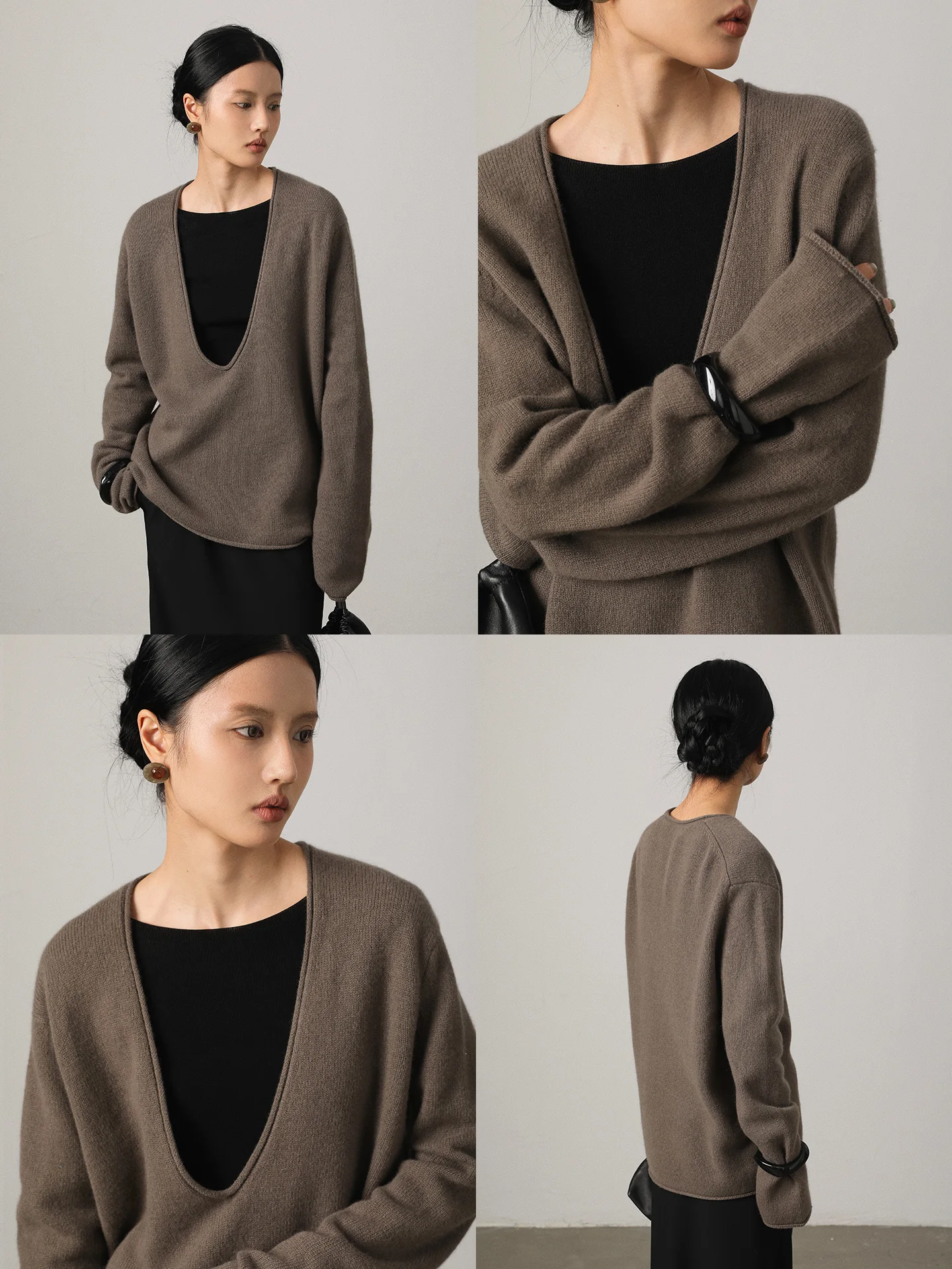 

Vimore Cloud Softn Relax Layered Camere Knitwear V-Ne Sweater Beautiful Wool Loose Fit Faionable Autumn Winter Women...