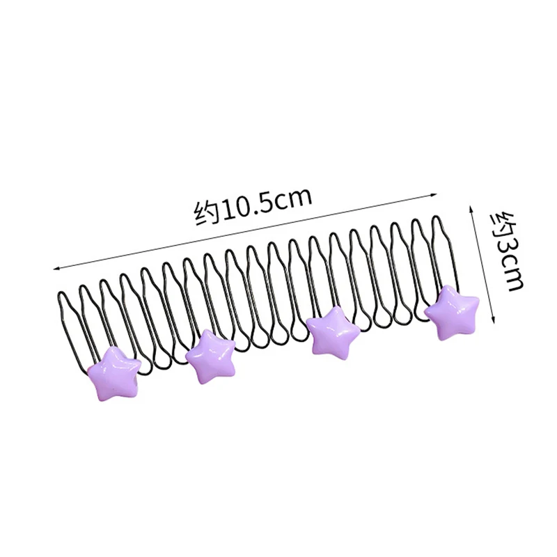 New Cute Colorful Heart Star Bow Pull-out Stretch Metal Hair Comb For Girls Broken Hair Finish Headband Fashion Hair Accessories