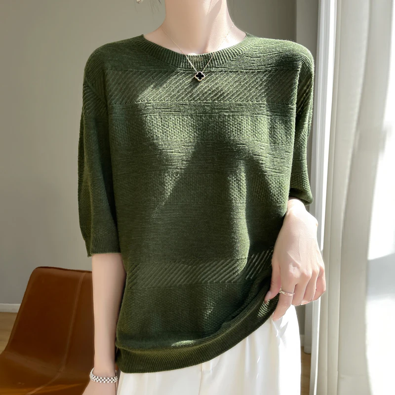 Spring/summer 2024 Women's sweater large sweater short sleeve Korean fashion sweater YK2clothes