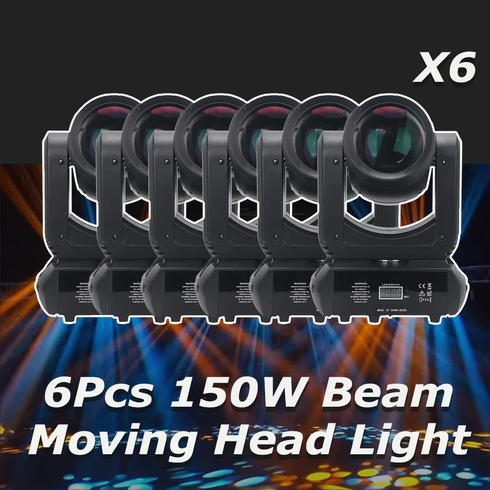 6Pcs/lot Mini 150W LED Moving Head Light  Beam Spot 18 Rotating Prisms Dj Dmx Stage Light Effect Light Disco Dj Bar Wedding Club