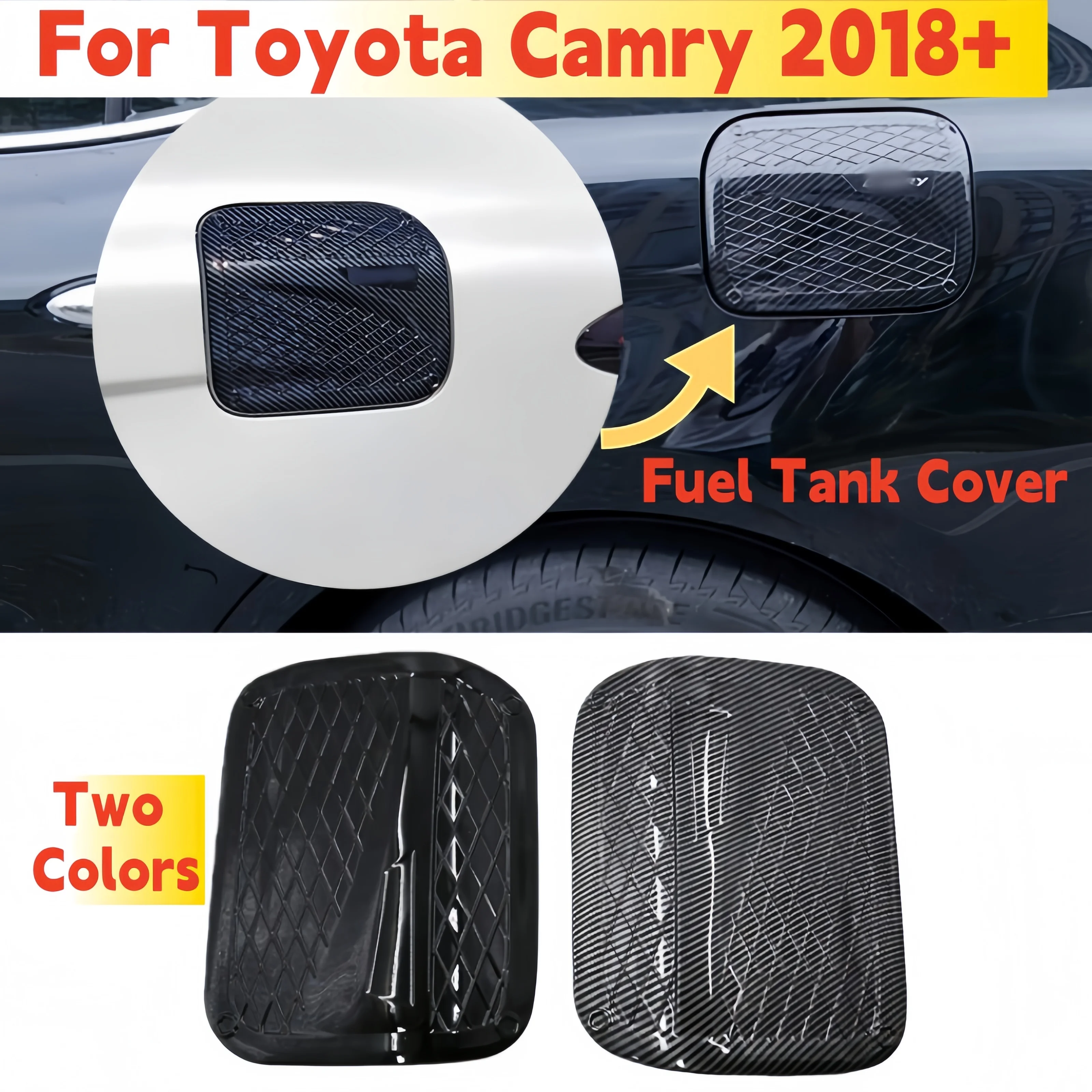 

Для Toyota Camry 2018-2021 автомобильная крышка бензобака, накладка на дверь, крышка для масляного газа, внешнее украшение, ABS, узор из углеродного волокна