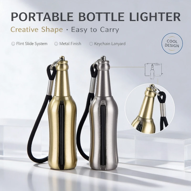 Creative Wine Bottle Model 671 Lighter, Compact Portable Size, Waterproof Design for Up to 10000 Uses, Novelty Handy Gadget,