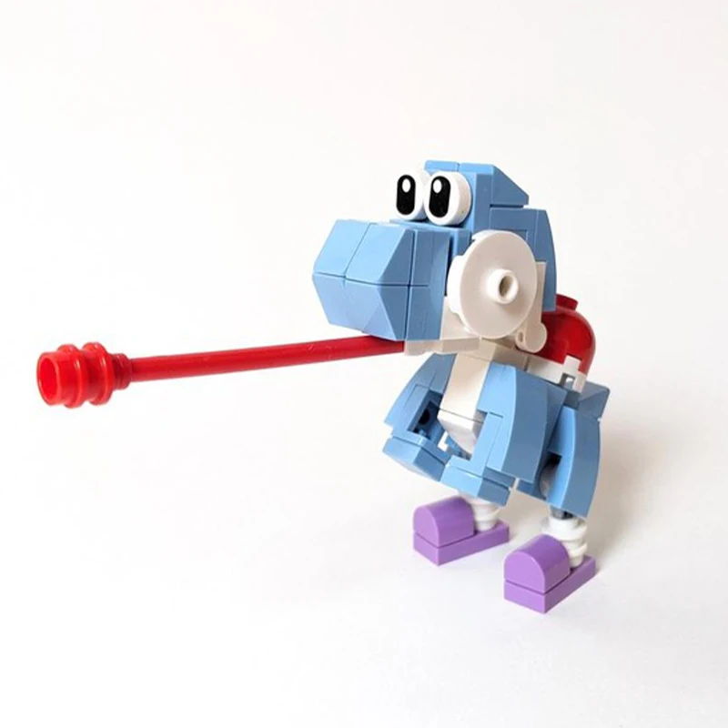 

64 шт. MOC светло-голубая модель строительных блоков Йошисс, игровой ретро-компаньон Мариодессы, обучающая коллекционная модель «сделай сам» для любителей игр