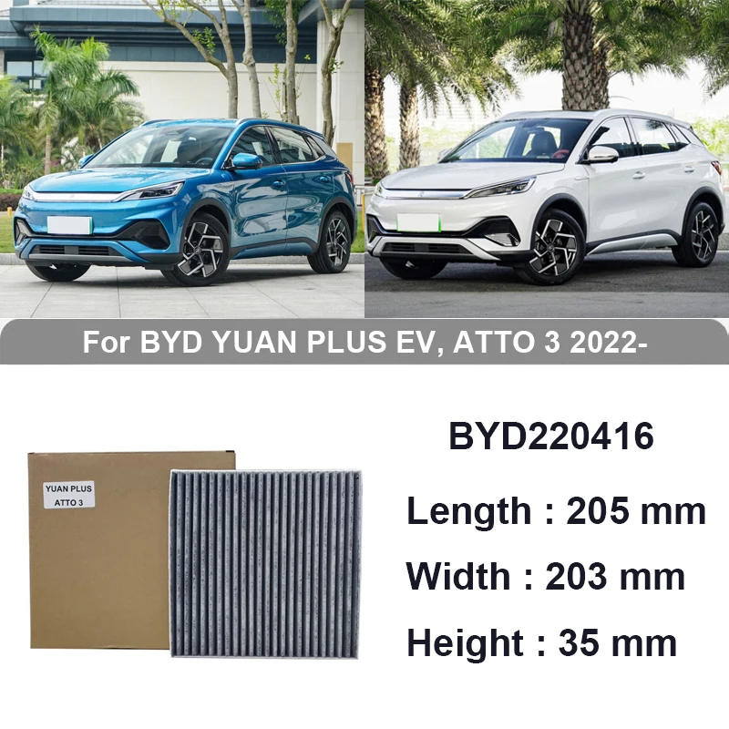 Cabin Filter For BYD YUAN PLUS EV ATTO 3 2022 2023 Activated Carbon Filters  internal Filter Anti-PM2.5 Car Accessories