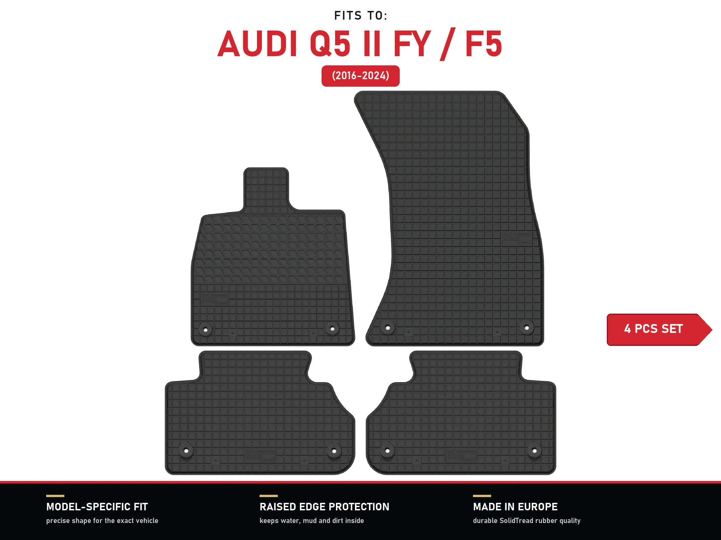 Rubberen matten voor: Audi Q5 II FY / F5 2016-2024 4 stuks