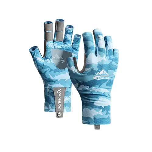 Guantes de pesca profesionales para hombres protección solar UV agarre antideslizante Material de seda de hielo transpirable medio dedo para deportes al aire libre