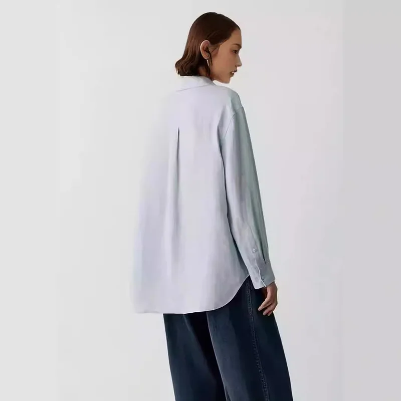 MAQVOB High Quality Men Women Linen Plain Long-Sleeve Shirt Autumn Winter Travel Holiday Business Everyday Luxury Shirt