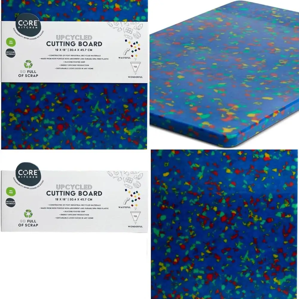 

Синяя доска для полов из переработанного пластика 12 x 18, с радужным конфетти, нескользящим основанием, кухонным сервировочным подносом, 46374