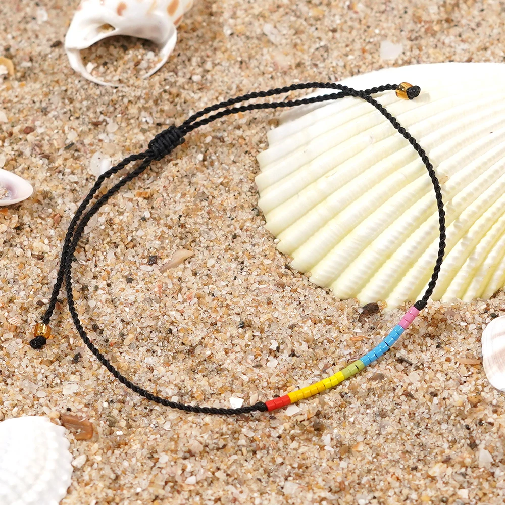1PC Bohemian Jewelry Hawaiian Vacation Beach Multicolor Bracelet Adjustable Bracelet Glass Bead Pearl Women Bracelet