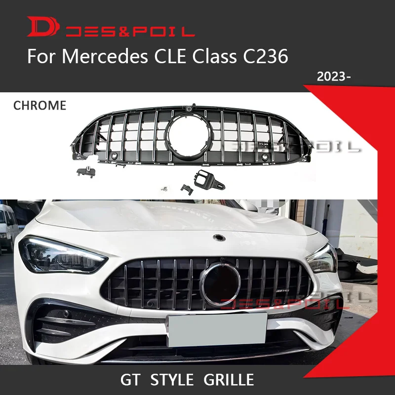 For Mercedes CLE Coupe C236 GT Grille Vertical Front Bumper Racing Grill Mesh 2023 2024 CLE300 CLE450 Cabriolet