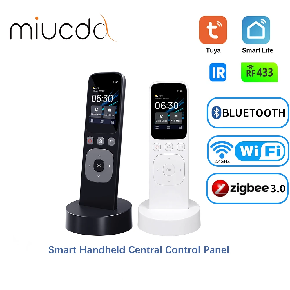 MIUCDA Tuya WiFi Smart Handheld Central Control Panel supports IR,RF,Wi-Fi,Zigbee and BLE,connecting various smart home devices