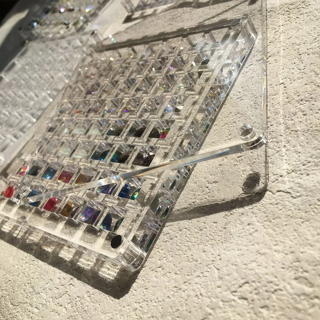 36/64 griglie scatola portaoggetti per unghie arte gioielli fai da te trasparente vuoto acrilico Charms Organizer per Nail Charm copertura magnetica con strass