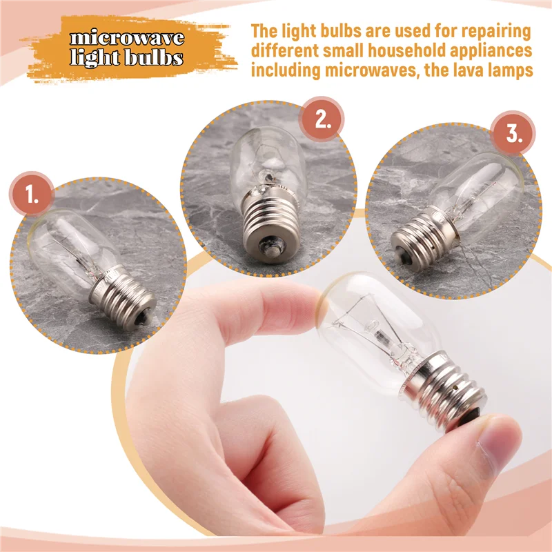 Bombilla para microondas A24P 40W E17 125V Pieza de repuesto - Ajuste exacto para microondas Whirlpool y lámparas de lava - Paquete de 3