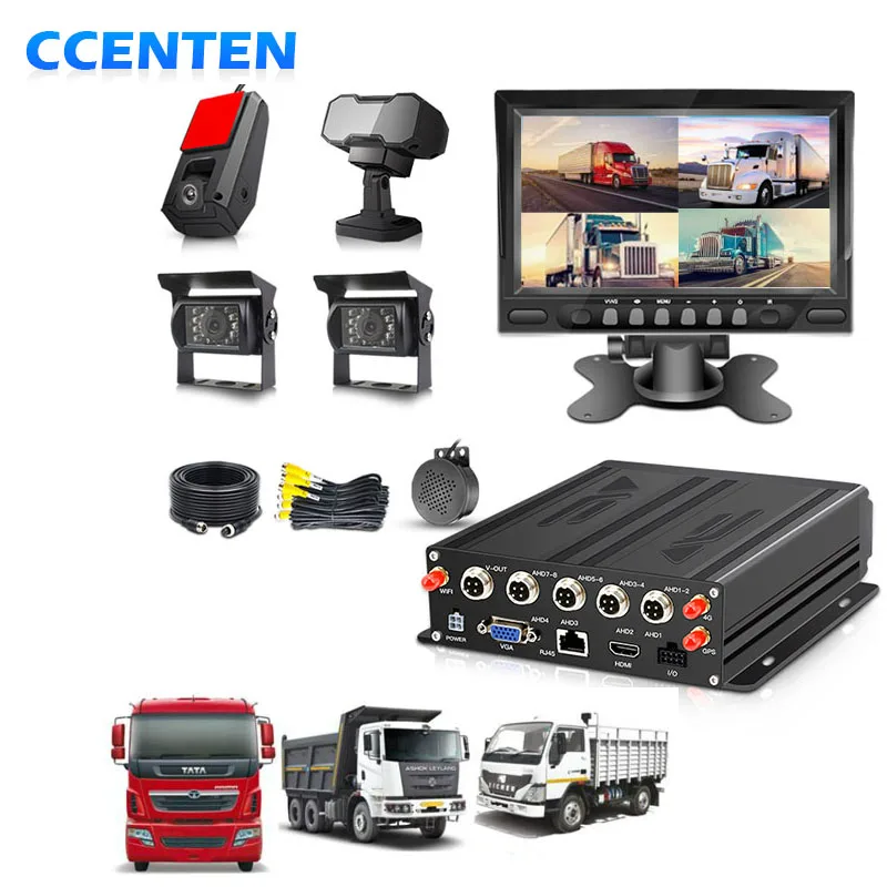 Digital 1080P Camera Truck Bus Car Black Box Dashcam 3G 4G Gps Ai Cctv Mobile Wifi GPS MDVR DVR 4CH 7Inch  Camera System