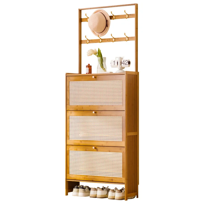 

Stylish Multi-Functional Breathable Bamboo Shoe Storage Cabinet Recommended Hanging Space for Organising Clothes and Shoes