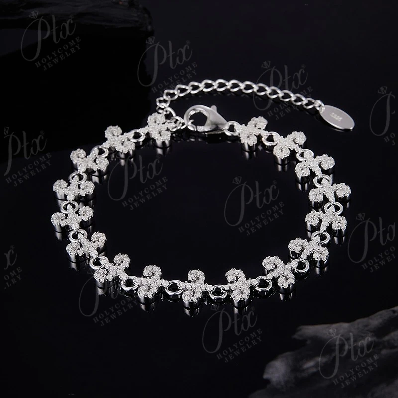 

925 Sterling Silver Exquisite Letter Bracelet with 1-1.2mm Moissanite D color clarity ideal as a gift for festival celebration