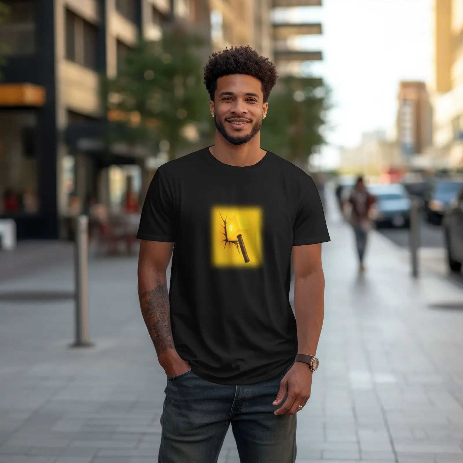 Binance of Hammer Print Men القطن التي شيرت الصيف قصيرة الأكمام الجرافيك المحملة عادية فضفاضة تناسب لينة تنفس لينة تنفس #6