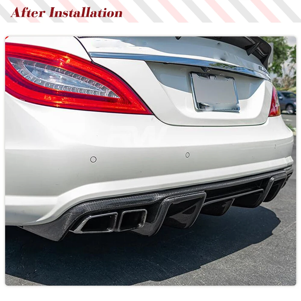 For Mercedes Benz CLS Class W218 CLS550 Sport CLS63 AMG Sedan 2011-2014 Car Rear Racing Diffuser Carbon Fiber Spoiler Body Kits