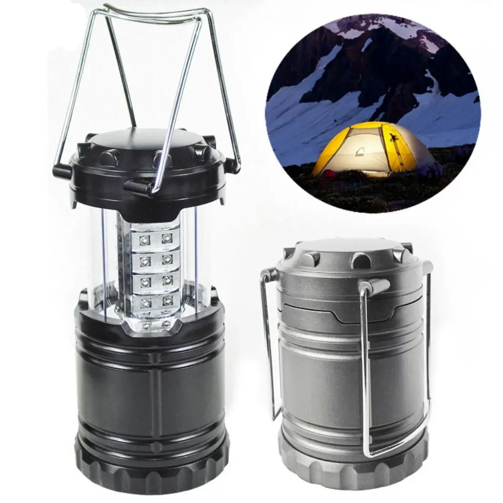 

Gray/Black 30LED Tent Lamp Collapsible Telescopic Emergency Survival Lights Plastic Waterproof Camping Hiking Lantern Outdoor