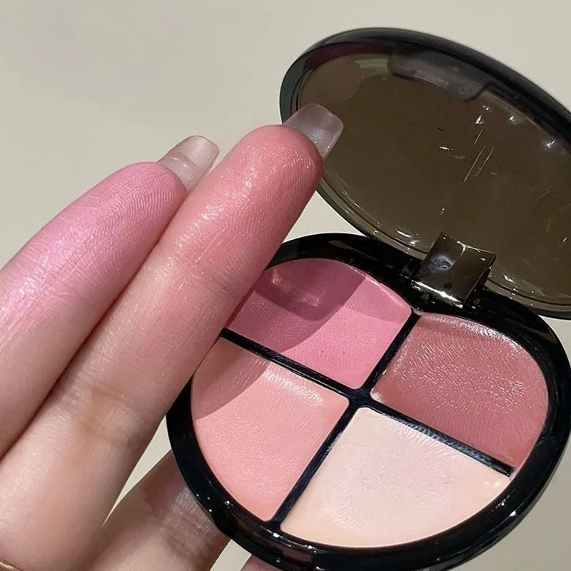 Cream Blush Palette Highlighter 2 in 1, Dewy Glass Skin Finish, Watery Glow Cheek & Eye Color, Natural Buildable Korean Makeup