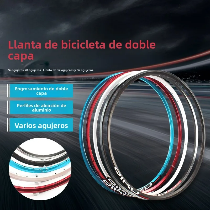 Llanta de Bicicleta de Montaña de Doble Capa, 26 Pulgadas, 36 Orificios, Compatible con Frenos V-Brake y de Disco, Llanta de ...