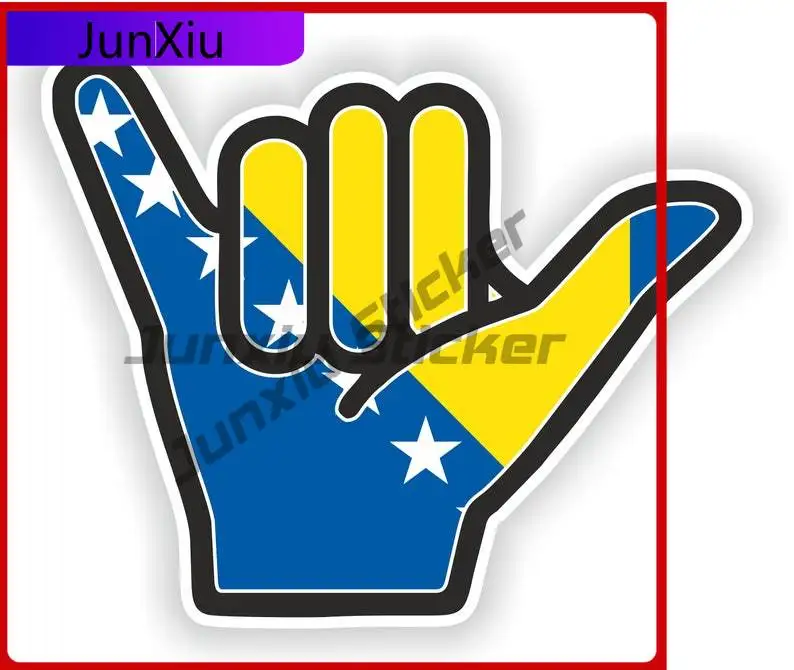 

Bosnia Shaka Hand Sticker Hang Cool Helmet Boat Fade Resistant Car Modification Vinyl Decal For Car Truck SUV Window Bumper