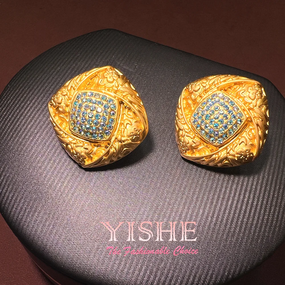 Medieval French bread stud earrings vintage with diamonds Hepburn style exquisite and versatile 925 premium earrings ears