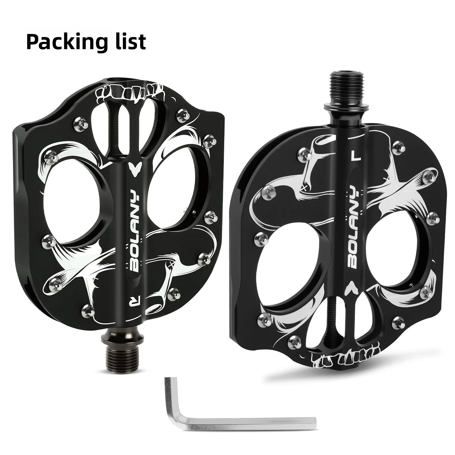 BOLANY Mountain Bike Pedals Aluminum Alloy Wide Platform Anti-Slip Pins Smooth Bearing Flat Pedals for MTB Road BMX Bicycle