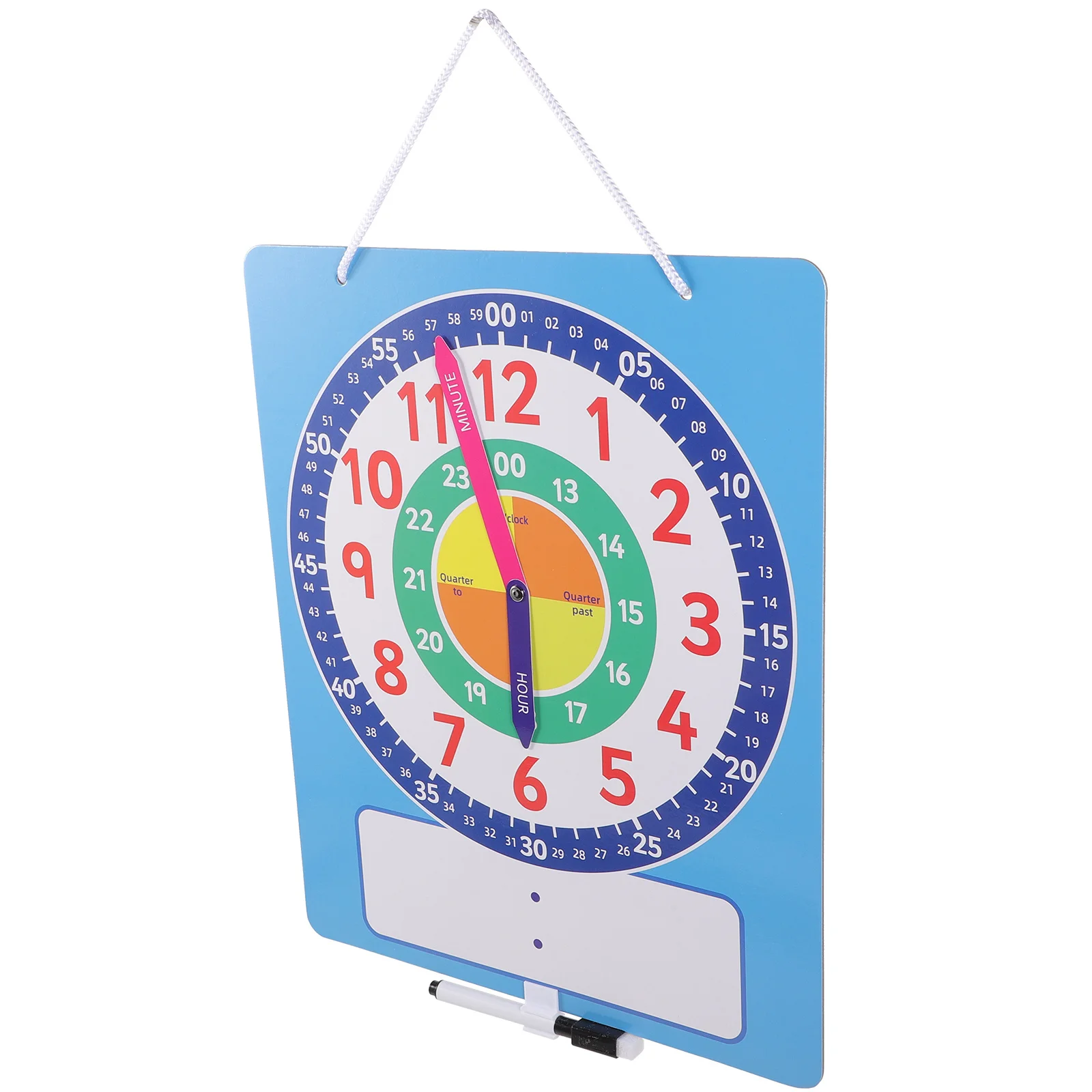 

1Set Clock Learning for Kids Dry Erase Writable Teaching Board Movable Hands Time Recognition for School and Homeschool Use