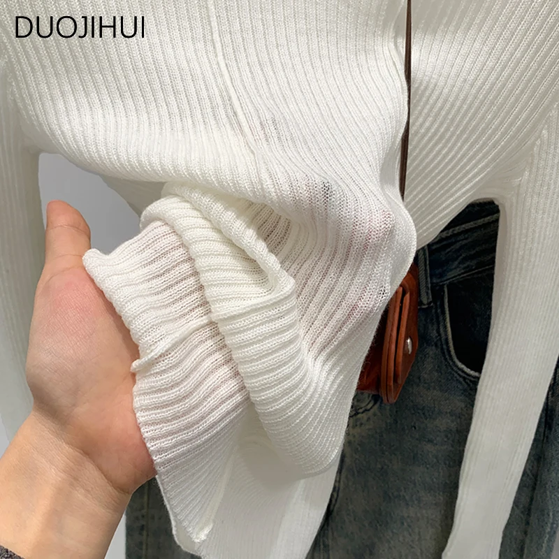 DUOJIHUI Classic O-neck Basic Long Sleeve Knitted Women Pullovers Autumn New Solid Color Fashion Simple Casual Female Pullovers