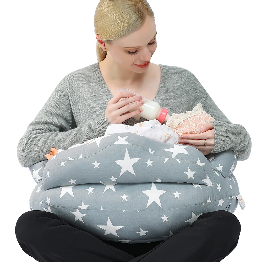 Adjustable Nursing Pillow for Breastfeeding, Breast Feeding Pillow Bottle Feeding Support for Mom and Baby, Removable Cover