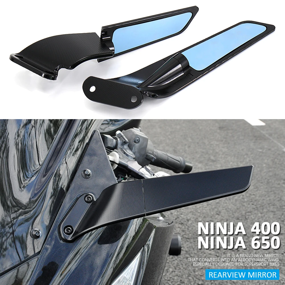 For kawasaki Ninja 400 NINJA 650 Winglet Mirror Rearview Mirror Rotating Side Mirrors Motorcycle Ninja400 Ninja650