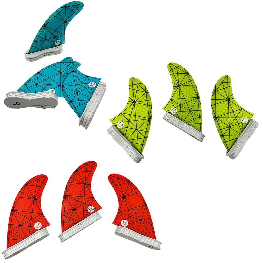 

Medium/Large Size Surfboard Fins For UPSURF FCS 2 Fin Plugs Red/Blue/Yellow Tri Surf Fins Honeycomb Fibreglass Double Tabs 2 Fin