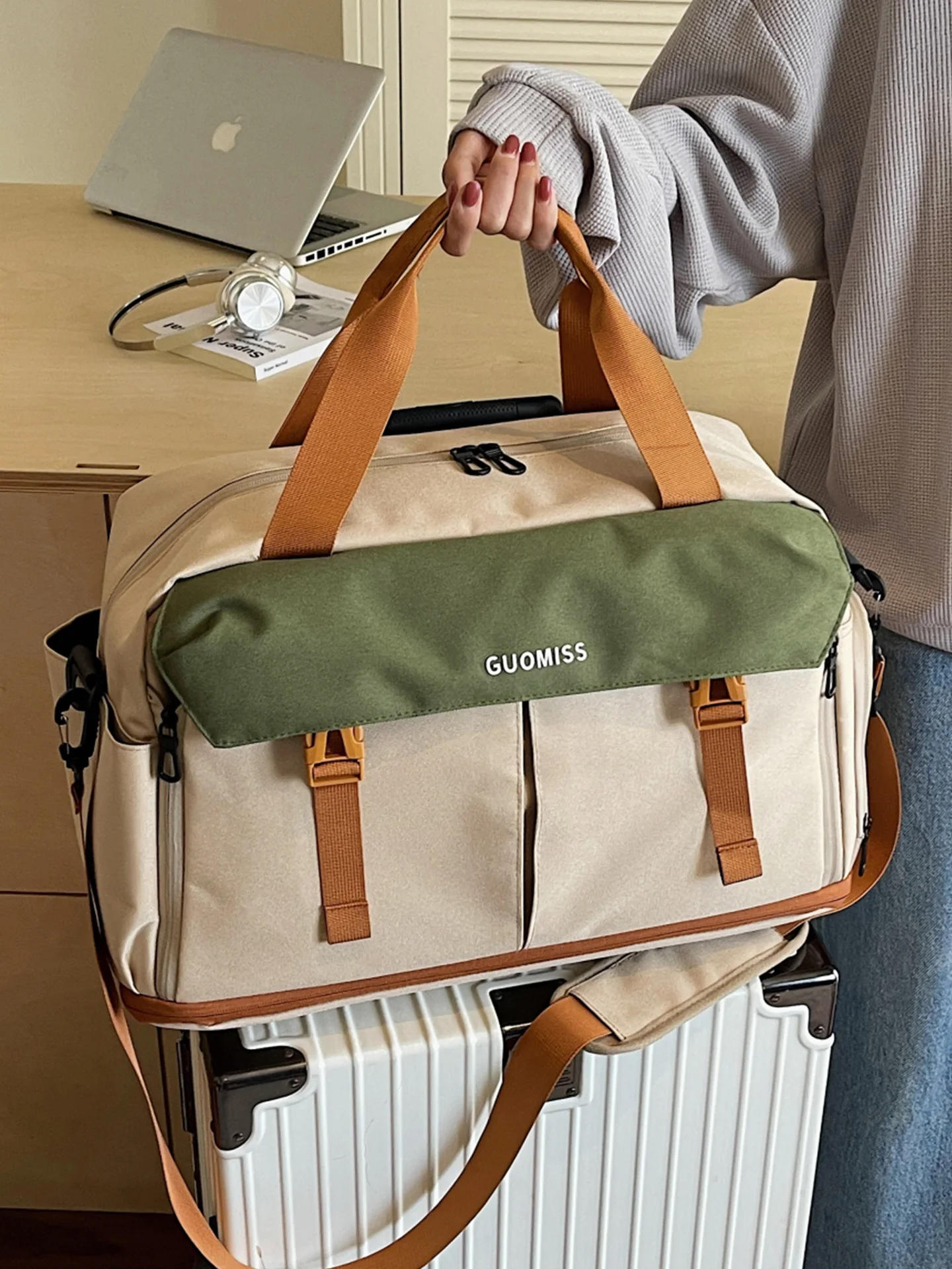 

Large Capaci Expandable Ladies Travel Bag Faionable Crossbody Suitcase Accanng Bag Portable High Aesthetic Value