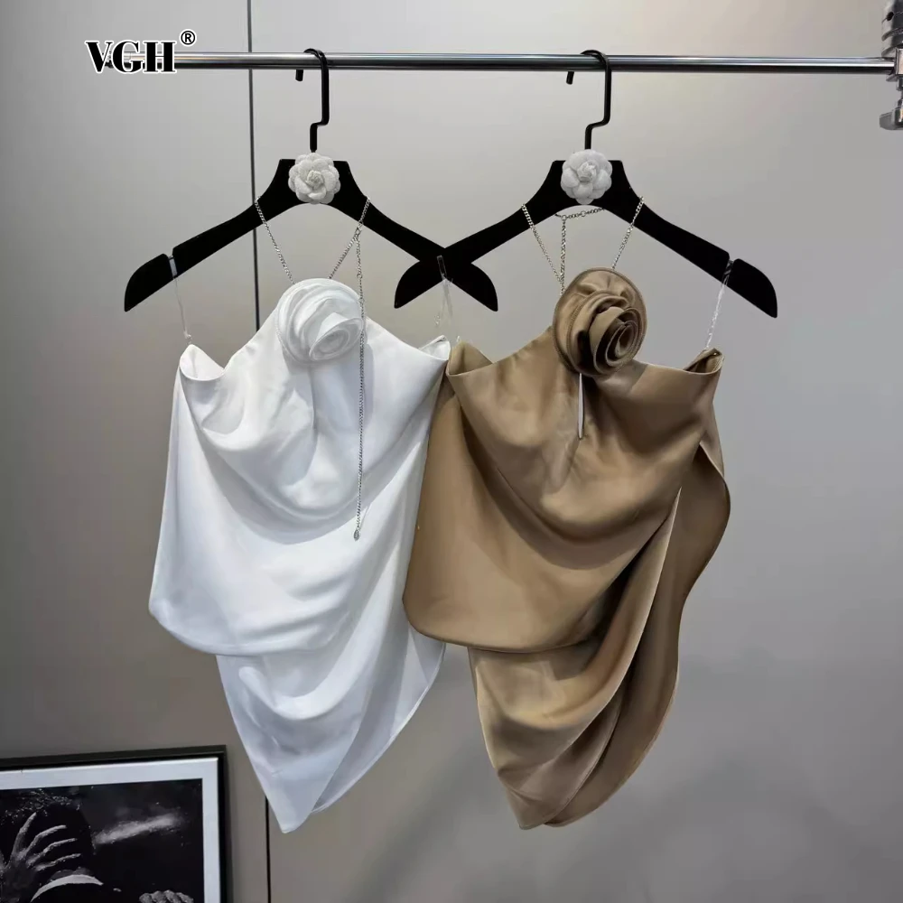 

VGH сращенная цепочка на бретельках для женщин, бретелька без рукавов, лоскутная аппликация, сексуальный клубный жилет для похудения, женский стиль