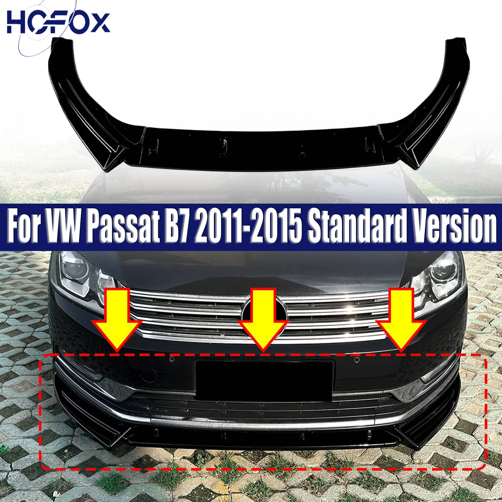

Front Bumper Lip Splitter Spoile Diffuser By ABS Body Kit Cover For VW Passat B7 2011-2015 Standard Version