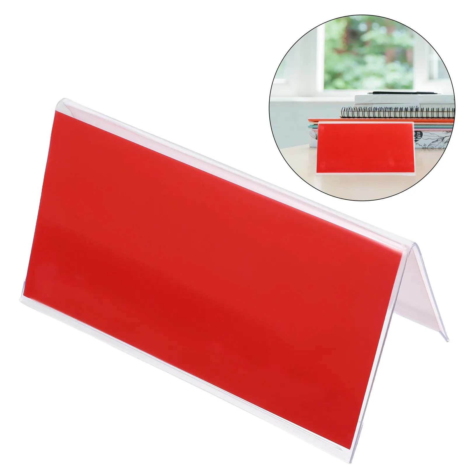 

10Pcs Clear Plastic Desk Name Plates Transparent Double Side Name Tag Holders for School Office Meeting Conference