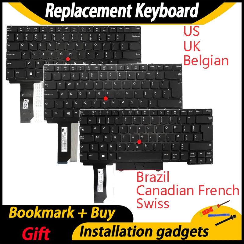 

Laptop Replacement Keyboard for Lenovo ThinkPad E14/R14 Gen2 Gen3 Gen4US/UK/Belgian/Swiss/Brazilian/Canadian French
